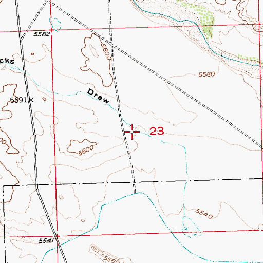Topographic Map of Water Rocks Draw, WY