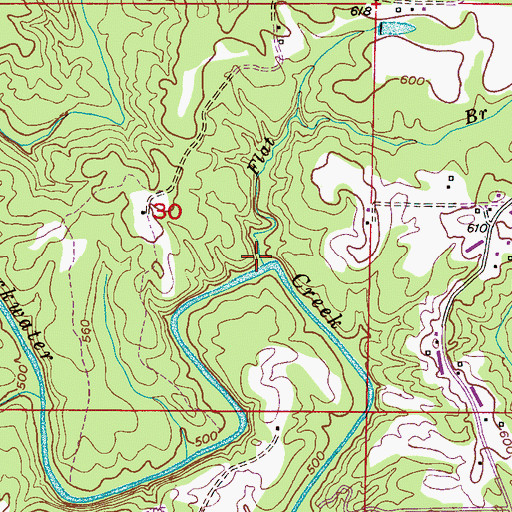 Topographic Map of Flat Branch, AL