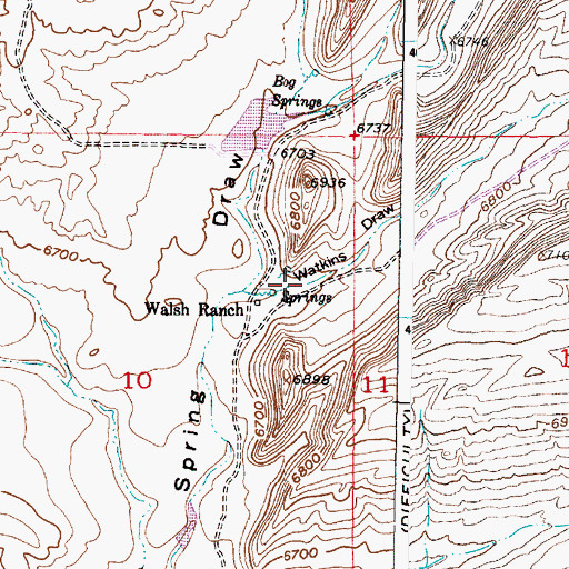 Topographic Map of Watkins Draw, WY