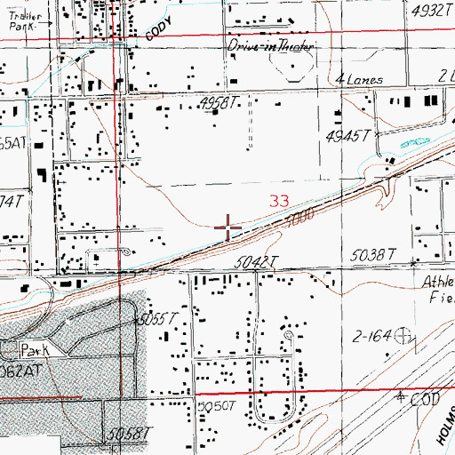 Topographic Map of Watkins Lateral Ditch, WY