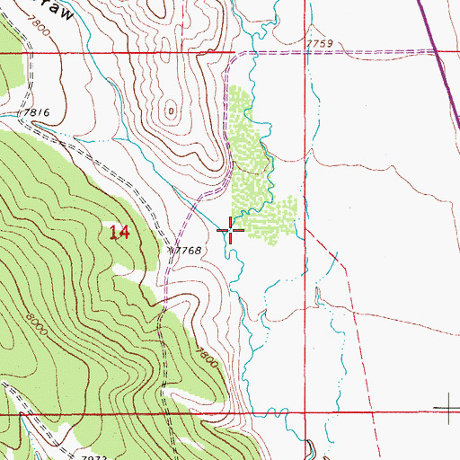 Topographic Map of Watson Draw, WY