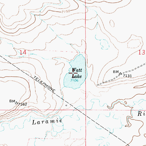 Topographic Map of Watt Lake, WY
