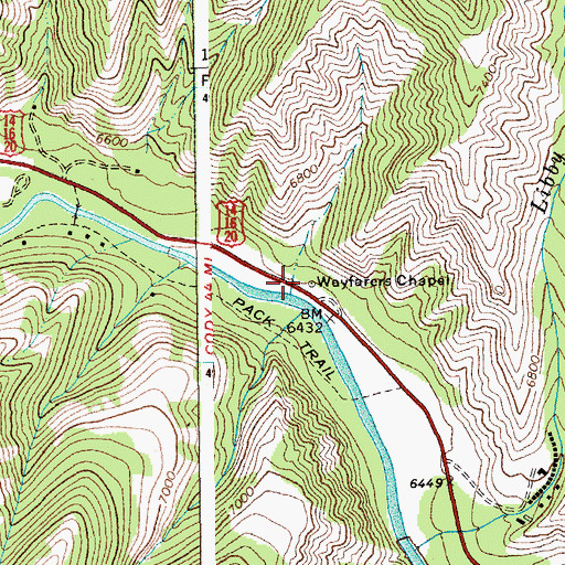 Topographic Map of Wayfares Chapel, WY