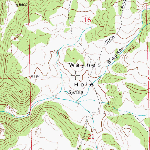 Topographic Map of Waynes Hole, WY