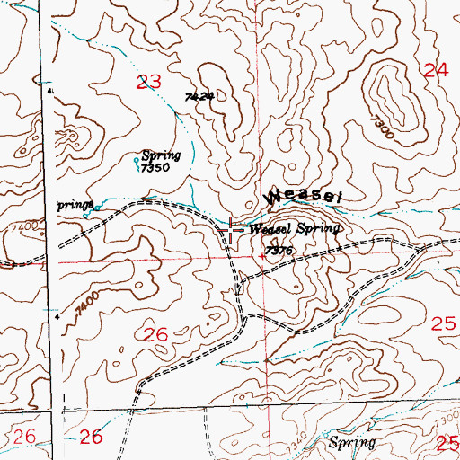 Topographic Map of Weasel Spring, WY
