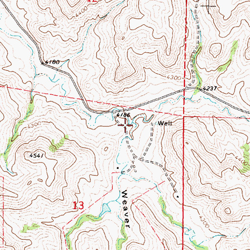 Topographic Map of Weaver Draw, WY