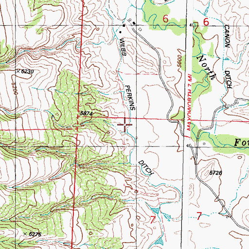 Topographic Map of Webb Perkins Ditch, WY