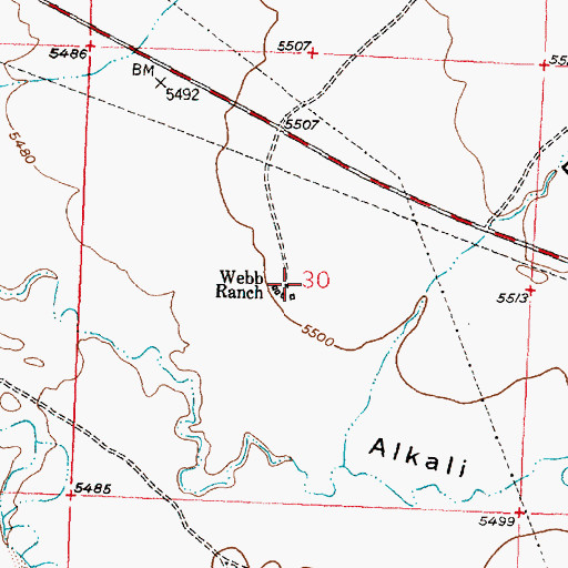 Topographic Map of Webb Ranch, WY
