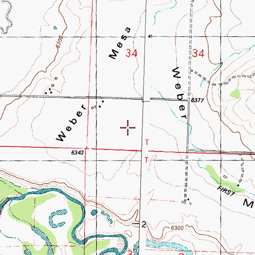 Topographic Map of Weber Mesa, WY