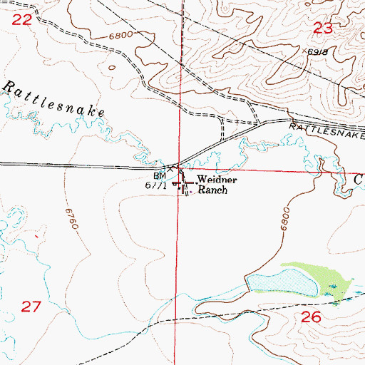 Topographic Map of Weidner Ranch, WY