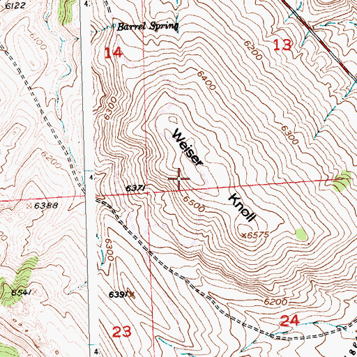 Topographic Map of Weiser Knoll, WY