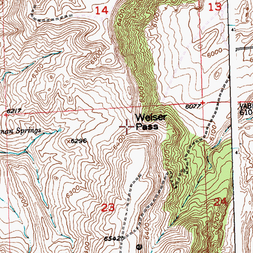 Topographic Map of Weiser Pass, WY