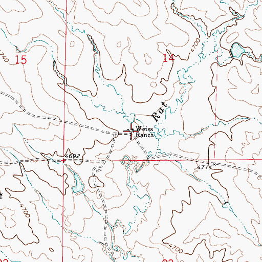 Topographic Map of Weiss Ranch, WY