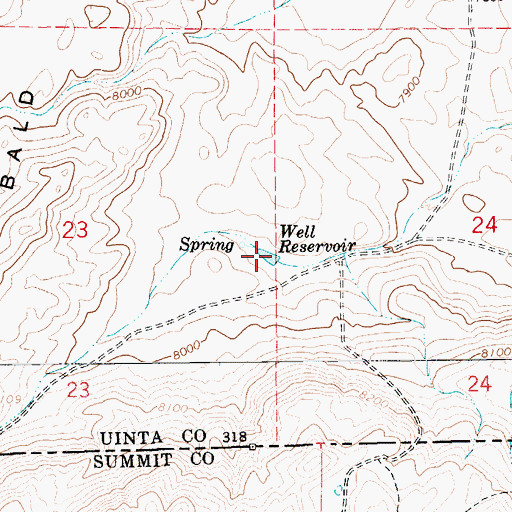 Topographic Map of Well Reservoir, WY