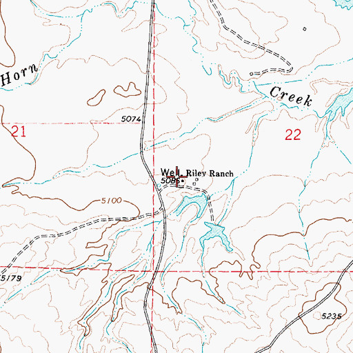 Topographic Map of Well Riley Ranch, WY