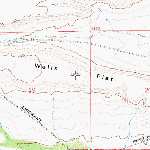 Topographic Map of Wells Flat, WY