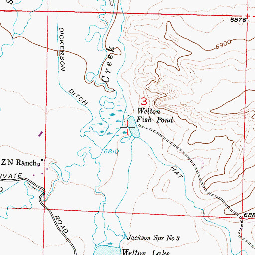 Topographic Map of Welton Fish Pond, WY