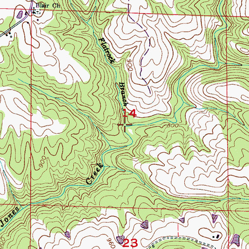 Topographic Map of Flatrock Branch, AL