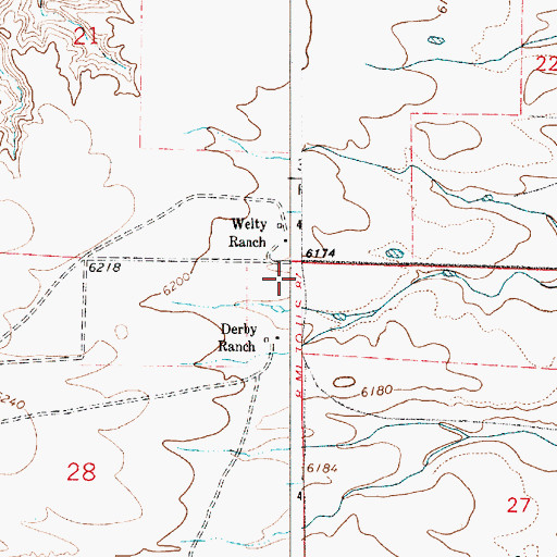 Topographic Map of Welty Ranch, WY