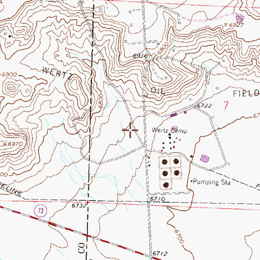 Topographic Map of Wertz Camp, WY
