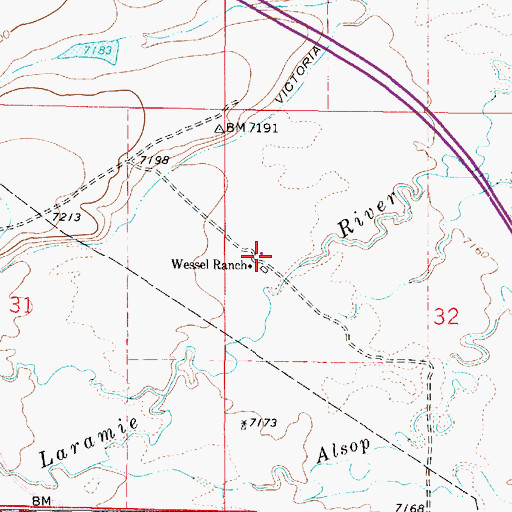 Topographic Map of Wessel Ranch, WY