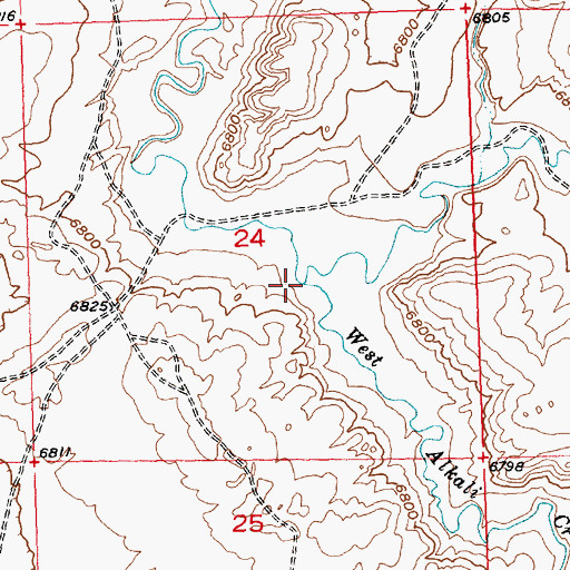 Topographic Map of West Alkali Creek, WY