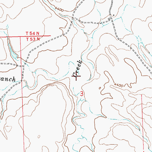Topographic Map of West Branch Whistle Creek, WY