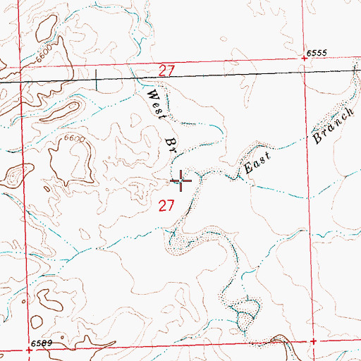 Topographic Map of West Branch Willow Creek, WY