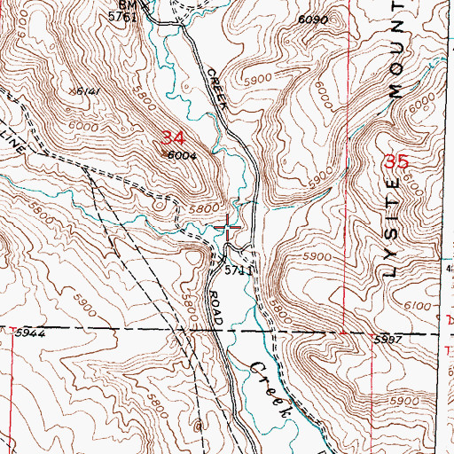 Topographic Map of West Bridger Creek, WY