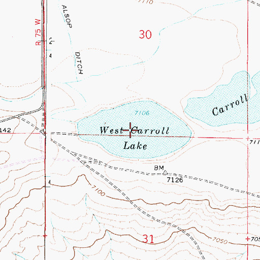 Topographic Map of West Carroll Lake, WY