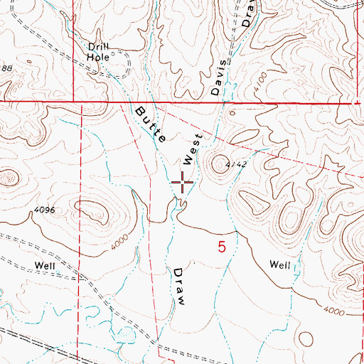 Topographic Map of West Davis Draw, WY
