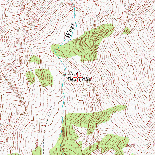 Topographic Map of West Dell Falls, WY