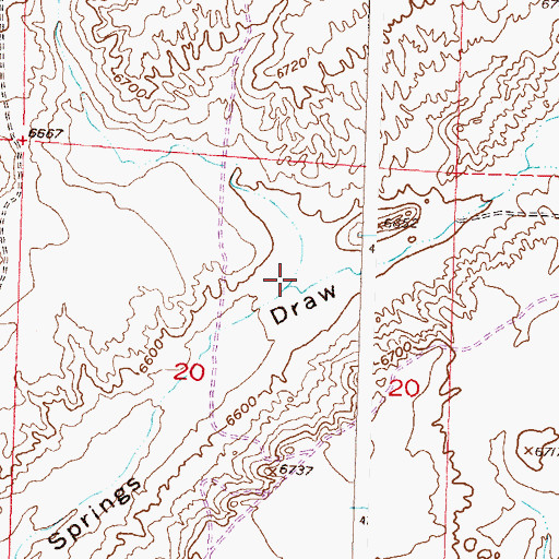 Topographic Map of West Diamond Springs Draw, WY