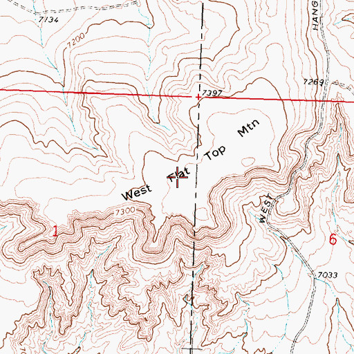 Topographic Map of West Flat Top Mountain, WY