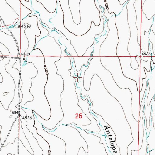 Topographic Map of West Fork Antelope Creek, WY