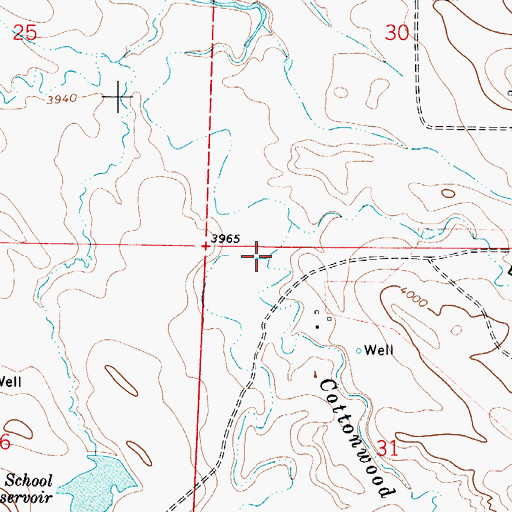 Topographic Map of West Fork Cottonwood Creek, WY