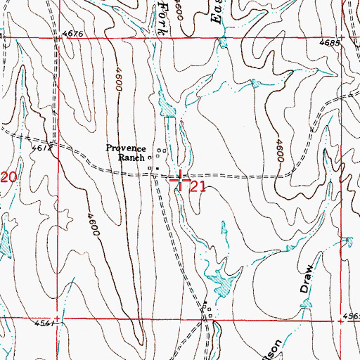 Topographic Map of West Fork Cow Creek, WY