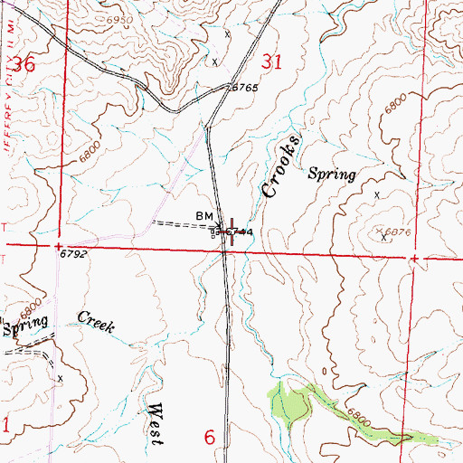 Topographic Map of West Fork Crooks Creek, WY