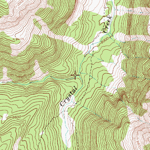 Topographic Map of West Fork Crystal Creek, WY