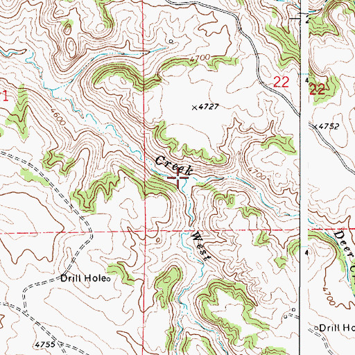 Topographic Map of West Fork Deer Creek, WY