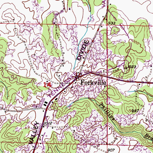 Topographic Map of Forkville, AL
