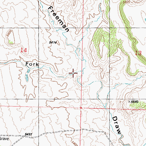 Topographic Map of West Fork Freeman Draw, WY