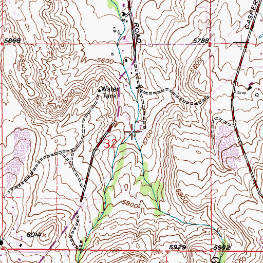 Topographic Map of West Fork Garden Creek, WY