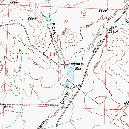 Topographic Map of West Fork Graham Draw, WY