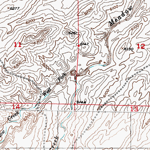 Topographic Map of West Fork Meadow Creek, WY