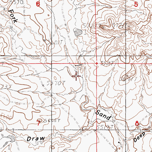 Topographic Map of West Fork Sand Creek, WY