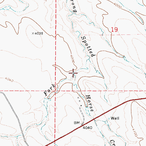 Topographic Map of West Fork South Prong Spotted Horse Creek, WY