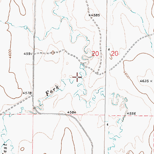 Topographic Map of West Fork Trabing Dry Creek, WY