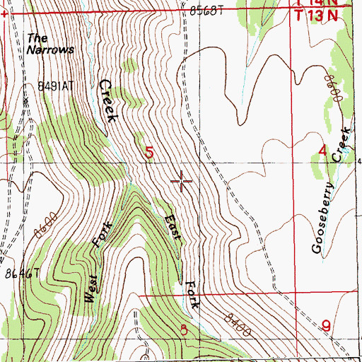 Topographic Map of West Fork Trout Creek, WY