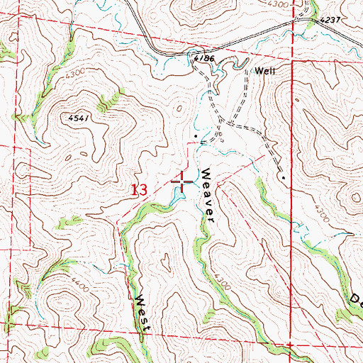 Topographic Map of West Fork Weaver Draw, WY